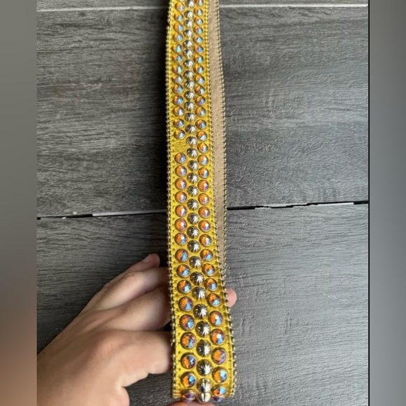b.b. Simon Gold Fire Double Row Size 32 Studded Crystal belt - Picture 8 of 10